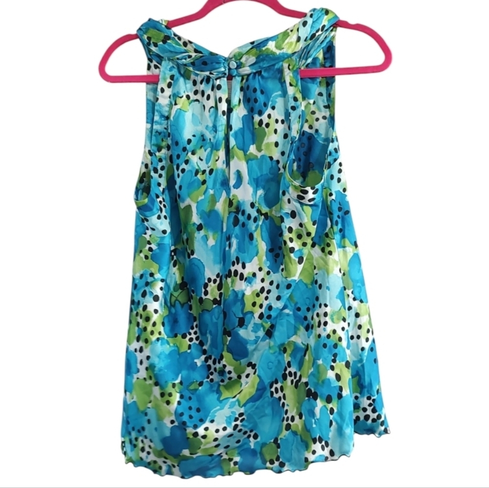 Zac & Rachel Blue and Green Floral Blouse - Picture 2 of 4